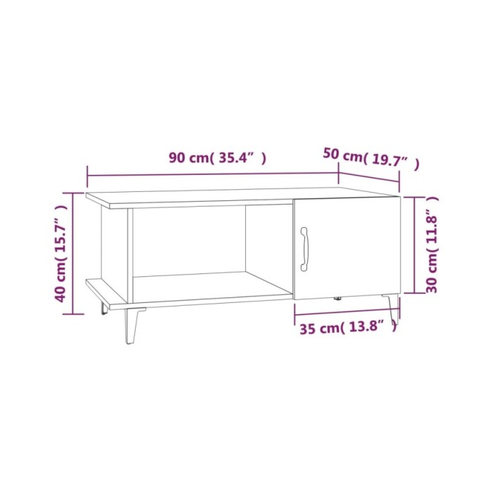 Table basse Chêne fumé 90x50x40 cm Bois d'ingénierie