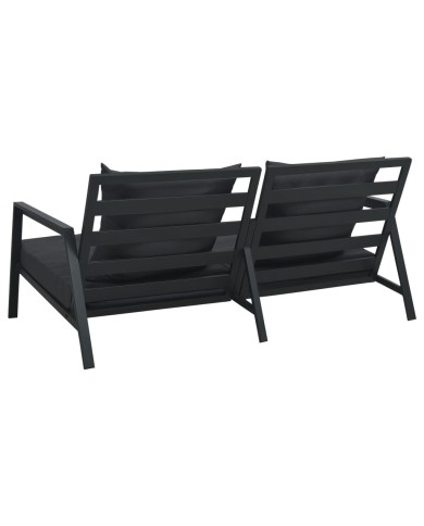 Canapé de jardin à 2 places avec coussins Gris foncé Aluminium