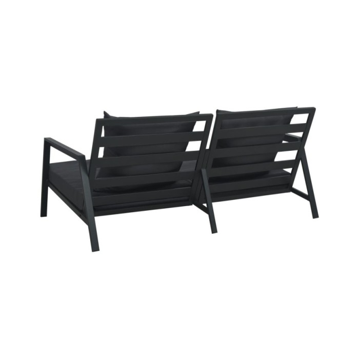 Canapé de jardin à 2 places avec coussins Gris foncé Aluminium