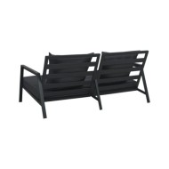 Canapé de jardin à 2 places avec coussins Gris foncé Aluminium