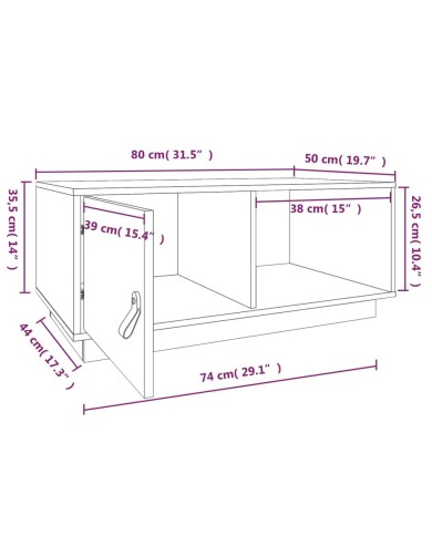 Table basse 80x50x35,5 cm Bois massif de pin