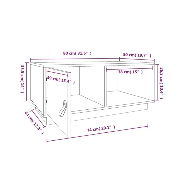 Table basse 80x50x35,5 cm Bois massif de pin