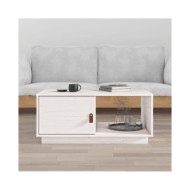 Table basse Blanc 80x50x35,5 cm Bois massif de pin