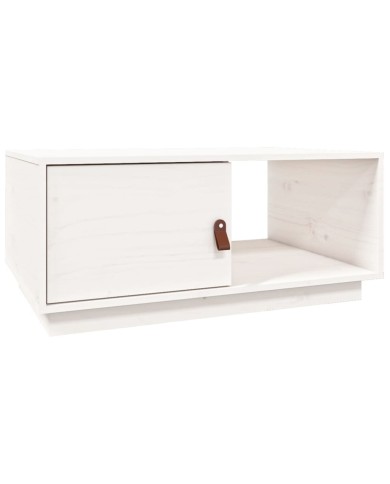Table basse Blanc 80x50x35,5 cm Bois massif de pin