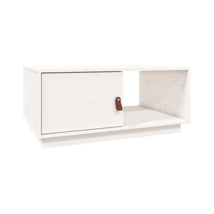 Table basse Blanc 80x50x35,5 cm Bois massif de pin