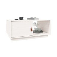 Table basse Blanc 80x50x35,5 cm Bois massif de pin