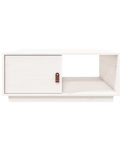 Table basse Blanc 80x50x35,5 cm Bois massif de pin