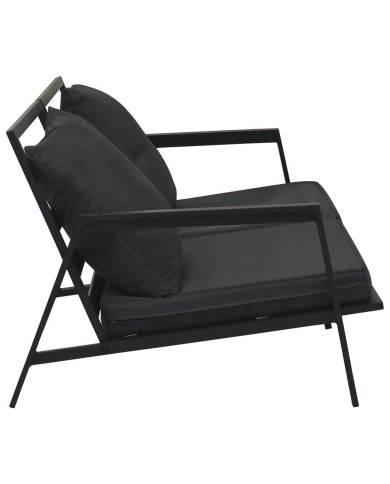 Canapé de jardin à 2 places avec coussins Gris foncé Aluminium