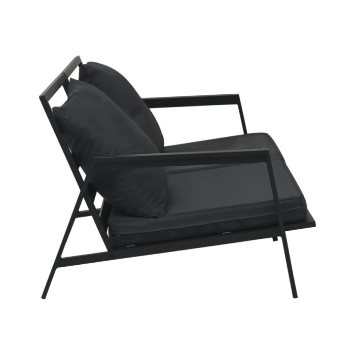 Canapé de jardin à 2 places avec coussins Gris foncé Aluminium