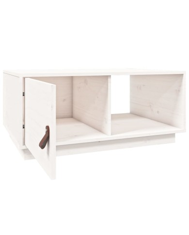 Table basse Blanc 80x50x35,5 cm Bois massif de pin
