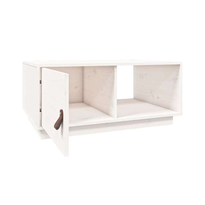Table basse Blanc 80x50x35,5 cm Bois massif de pin