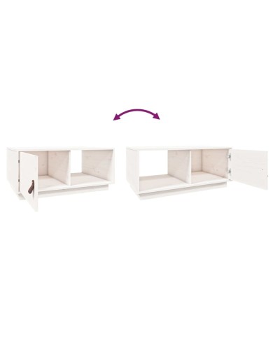 Table basse Blanc 80x50x35,5 cm Bois massif de pin