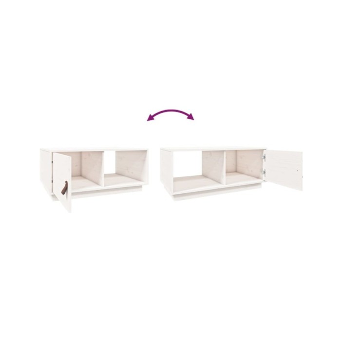 Table basse Blanc 80x50x35,5 cm Bois massif de pin