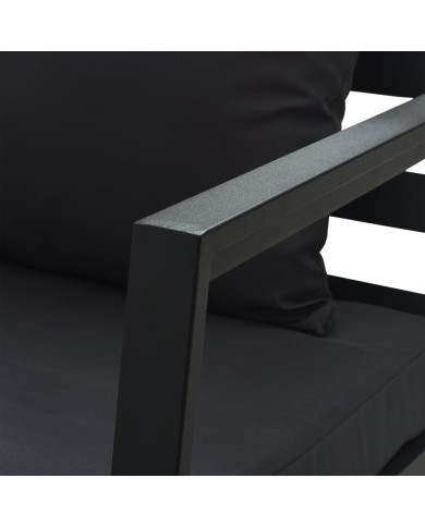 Canapé de jardin à 2 places avec coussins Gris foncé Aluminium