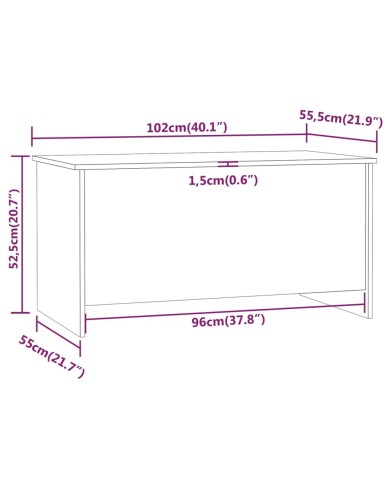 Table basse Chêne fumé 102x55,5x52,5 cm Bois d'ingénierie