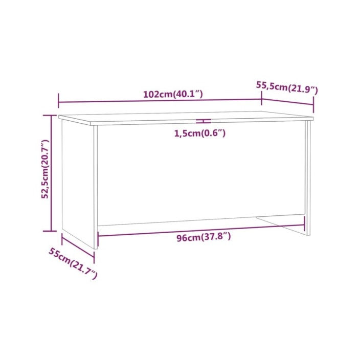 Table basse Chêne fumé 102x55,5x52,5 cm Bois d'ingénierie