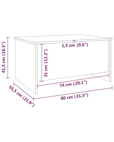 Table basse Chêne fumé 80x55,5x41,5 cm Bois d'ingénierie