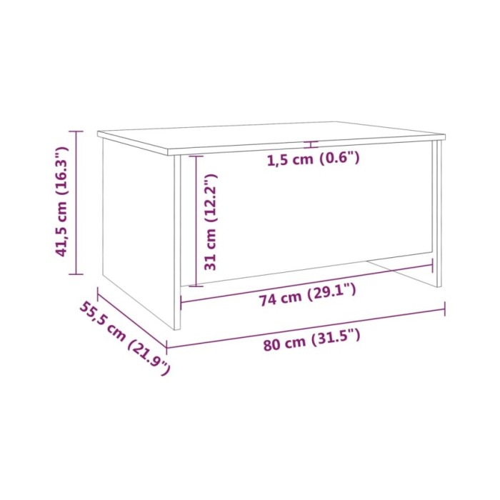 Table basse Chêne fumé 80x55,5x41,5 cm Bois d'ingénierie