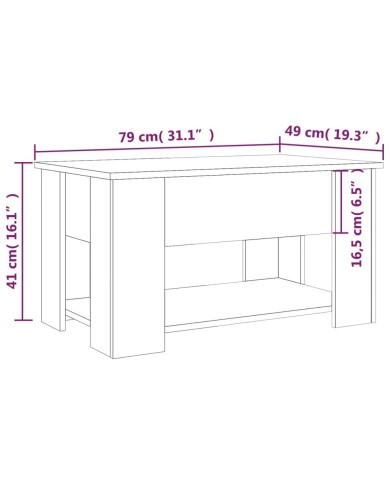 Table basse Chêne fumé 79x49x41 cm Bois d'ingénierie