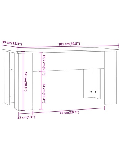 Table basse Chêne fumé 101x49x52 cm Bois d'ingénierie