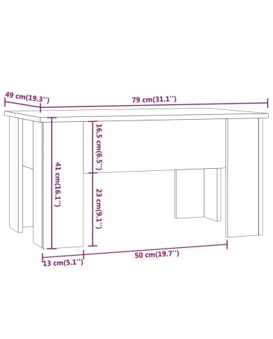 Table basse Chêne fumé 79x49x41 cm Bois d'ingénierie
