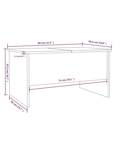 Table basse Chêne fumé 80x50x42,5 cm Bois d'ingénierie