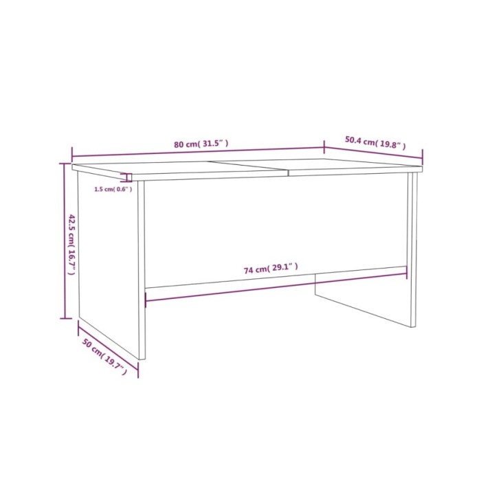 Table basse Chêne fumé 80x50x42,5 cm Bois d'ingénierie