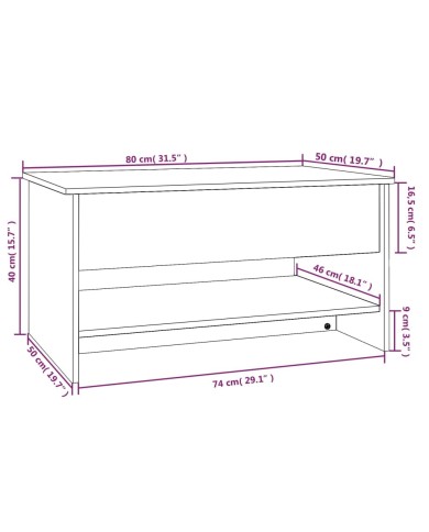 Table basse Sonoma gris 80x50x40 cm Bois d'ingénierie