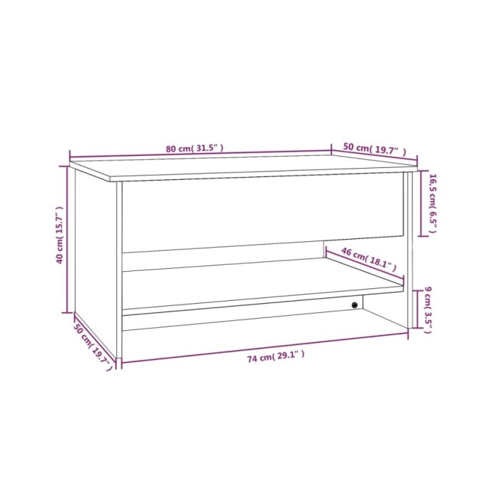Table basse Sonoma gris 80x50x40 cm Bois d'ingénierie
