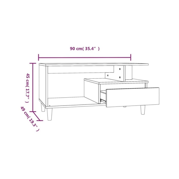 Table basse Chêne marron 90x49x45 cm Bois d'ingénierie