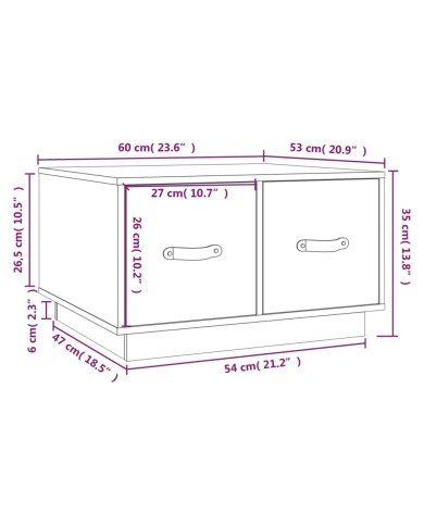 Table basse 60x53x35 cm Bois massif de pin