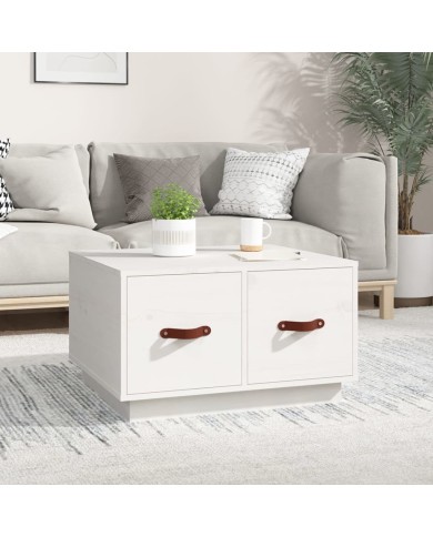 Table basse Blanc 60x53x35 cm Bois massif de pin