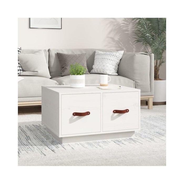 Table basse Blanc 60x53x35 cm Bois massif de pin