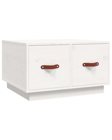 Table basse Blanc 60x53x35 cm Bois massif de pin