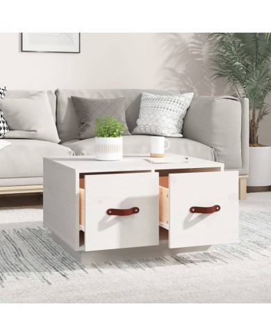 Table basse Blanc 60x53x35 cm Bois massif de pin