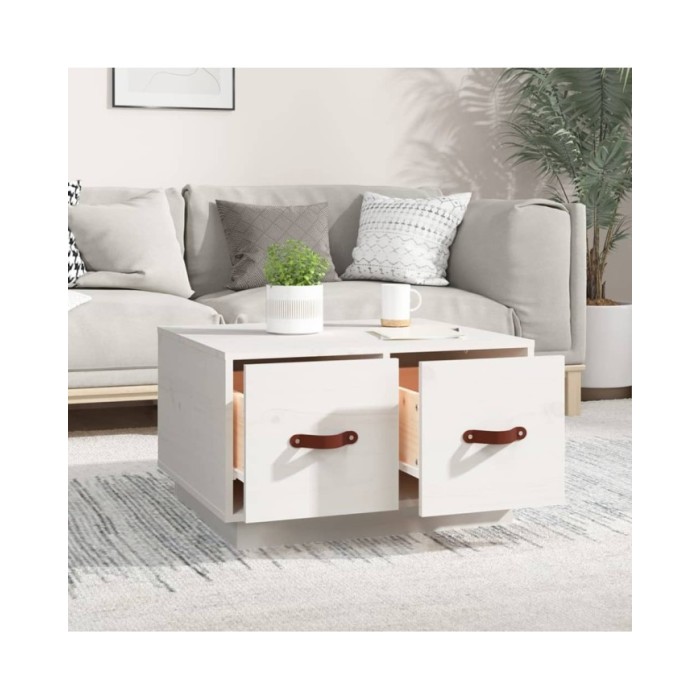 Table basse Blanc 60x53x35 cm Bois massif de pin