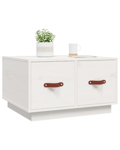 Table basse Blanc 60x53x35 cm Bois massif de pin