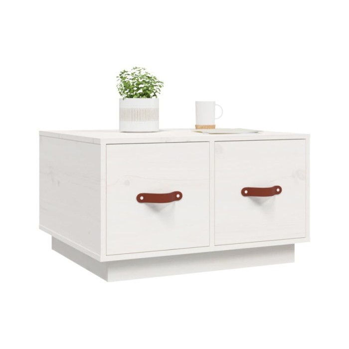 Table basse Blanc 60x53x35 cm Bois massif de pin