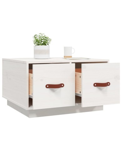 Table basse Blanc 60x53x35 cm Bois massif de pin