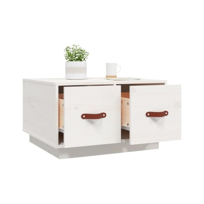 Table basse Blanc 60x53x35 cm Bois massif de pin
