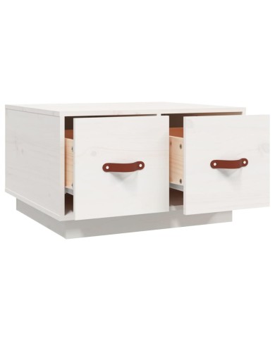 Table basse Blanc 60x53x35 cm Bois massif de pin