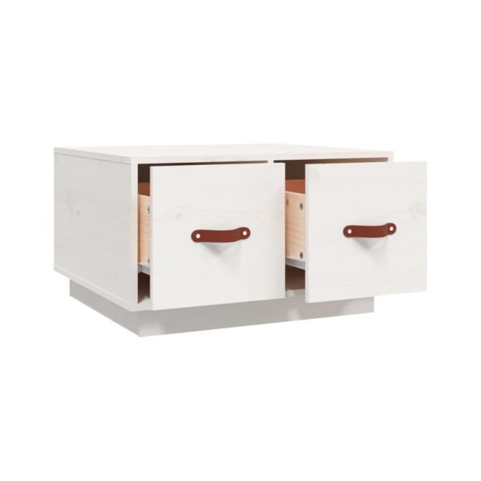 Table basse Blanc 60x53x35 cm Bois massif de pin