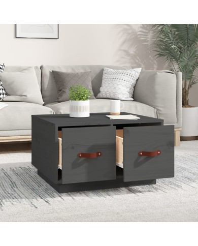Table basse Gris 60x53x35 cm Bois massif de pin