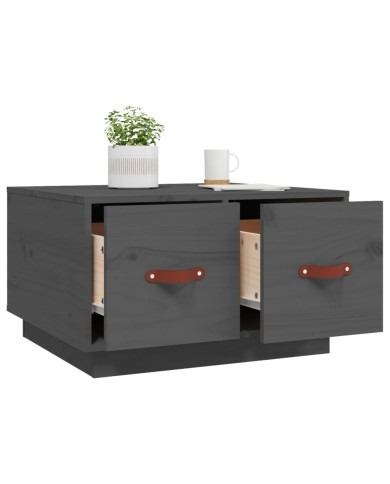 Table basse Gris 60x53x35 cm Bois massif de pin