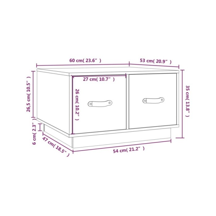 Table basse Gris 60x53x35 cm Bois massif de pin