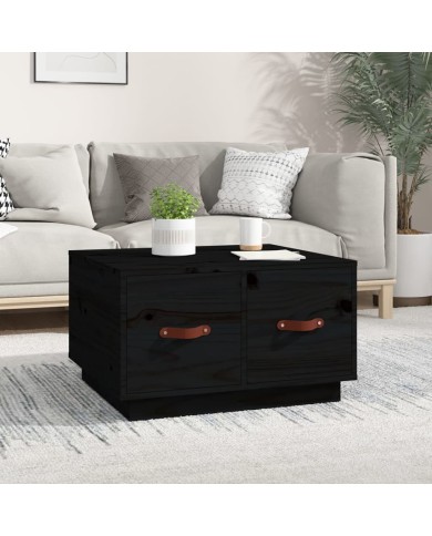Table basse Noir 60x53x35 cm Bois massif de pin
