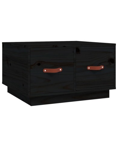 Table basse Noir 60x53x35 cm Bois massif de pin