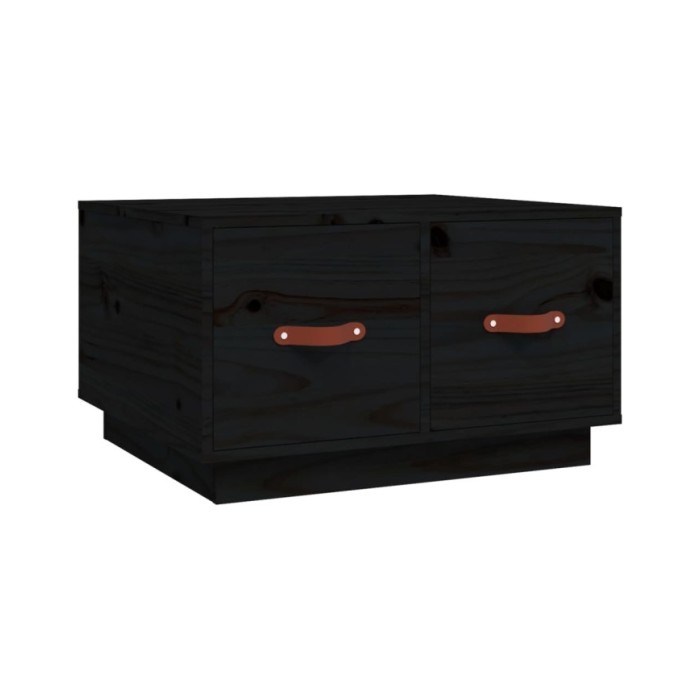 Table basse Noir 60x53x35 cm Bois massif de pin