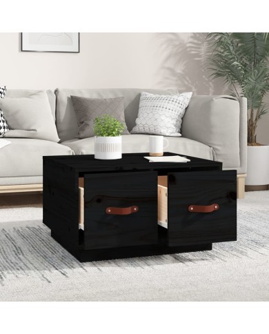 Table basse Noir 60x53x35 cm Bois massif de pin