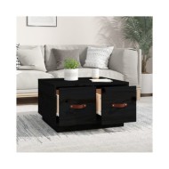 Table basse Noir 60x53x35 cm Bois massif de pin
